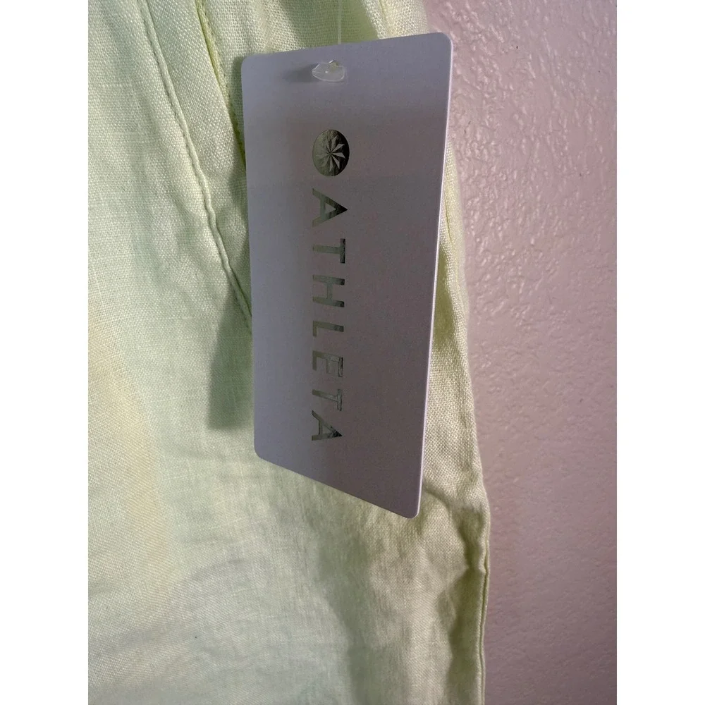 Athleta Womens XL Retreat Linen Shorts Mint Green Breathable Drawstring NEW